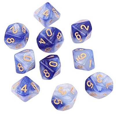 Xanorrg 10pcs Polyedrale 10 Seitige Würfel D10 Dices RPG Brettspiel Requisiten Tabletop Game Supplies Doppelfarben Rollenspiele Würfel Set