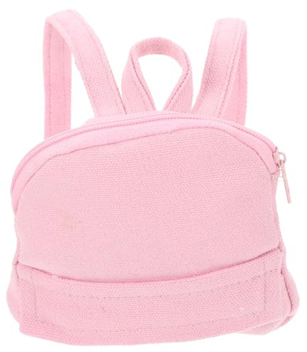 AKOOSY Kleiner Rucksack für Puppen 45cm aus Stoff mit Chicem Design und Rosa Farbe als Schultasche und Zubehör für Kinder