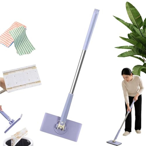 Snap Grip Mini Mop,2026 Upgrade Automatic Cloth Changing Mini Mop,Clever Snap-Grip MiniMop,Zero Touch Minimop,360° Rotating Mini Mops With Automatic Cloth Changing,BathroomMops (purple, 71cm)