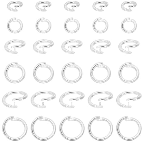sourcing map 30Pcs Locking Jump Rings 7.5/10/12mm Twist Clasp Silver | Round Twist Clasp Open End Jump Rings Connector Link for DIY Craft Jewelry Making Findings Necklace Bracelet Keychain