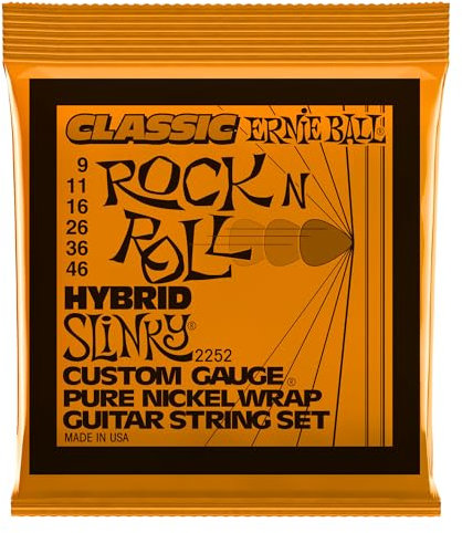 Ernie Ball, Hybrid Slinky Classic Rock n Roll, Corde per chitarra elettrica avvolte in puro nichel, diametro 9-46