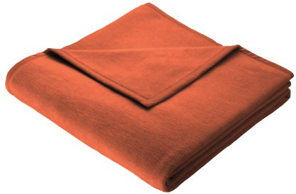 Biederlack Wohn- und Kuscheldecke, 86 % Polyacryl (Dralon), Veloursband-Einfassung, 150 x 200 cm, Terracotta, Thermosoft, 240776