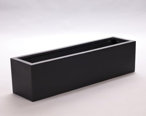 Pflanztrog Blumentrog Fiberglas 100x25x25cm elegant schwarz-matt