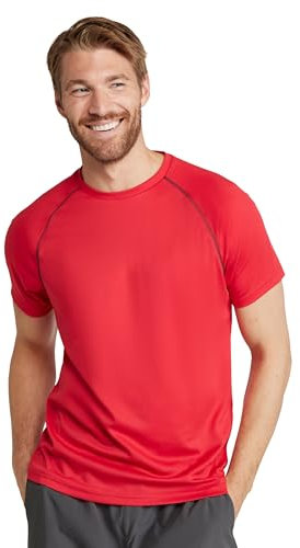 Mountain Warehouse Endurance Mens T-Shirt – Breathable Tee, UPF50 Protection, Lightweight Shirt, Comfortable & Quick Drying Top - for Gym, Travelling, Running Red XS
