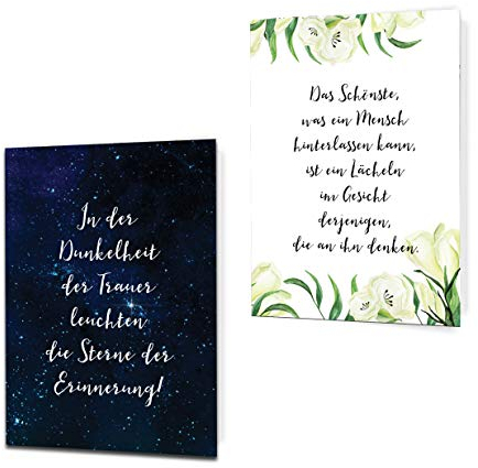 Trauerkarten mit Umschlägen 2er Set Sterne und grün weiß