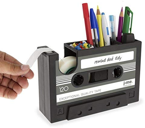 DMZK Desk Tidy Cassette Porte-Stylo, Aution House Organiseur de Bureau en Forme de Cassette Audio Rétro
