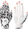 FINGER TEN Golfhandschuhe Damen Leder Links Rechts Hand Golfhandschuh Golf Handschuhe mit Ball Marker Wert 1 Stück Handschuh, Rain Grip Griff Linke Rechte Golfer (Leopard, M, Links)