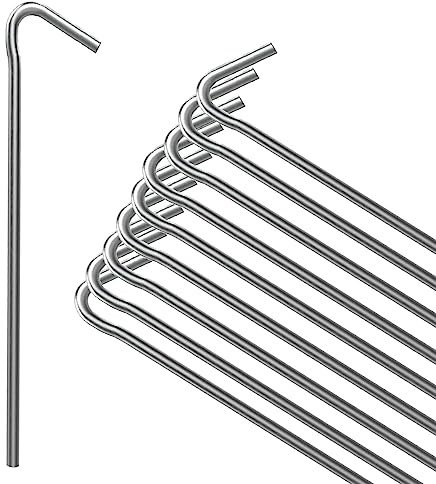 ANSIO Tent Pegs Pack of 10 Galvanised Metal Pegs 5mm x 9 inch, Heavy Duty Camping Ground Pegs, Ideal for Camping,Hiking,Traveling,Beach and Outdoor