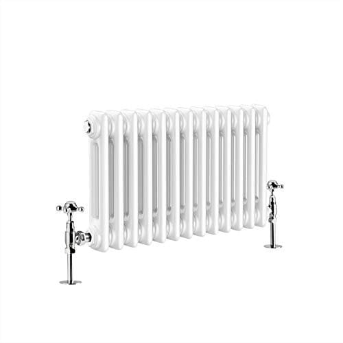 Warmehaus - Radiador horizontal tradicional de hierro fundido blanco de doble columna de 300 x 605 mm - perfecto para baños, cocina, sala de estar