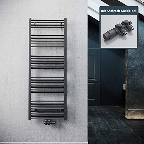 ELEGANT Radiador de baño, color antracita, 1600 x 600 mm, con multibloque, color antracita
