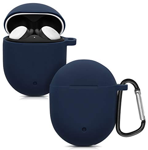 kwmobile Custodia Silicone Cuffie Compatibile con Google Pixel Buds 2 (2020) Cover - Custodia Porta Auricolari con Moschettone - Case blu scuro