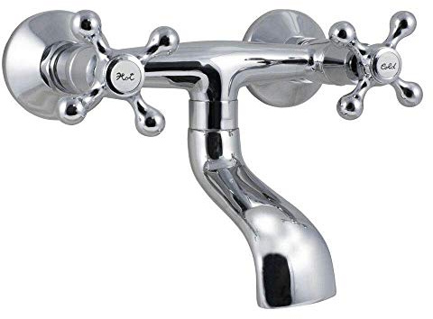 Traditional Victorian Wall Mounted Bath Filler Mixer Tap Chrome