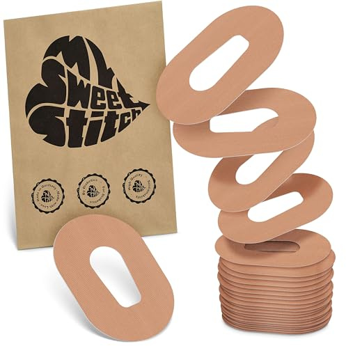MySweetStitch 25 Ringpatches für Dexcom G6/ONE oval Beige | Stabilisiert ablösende Ränder, Mitte bleibt frei, wasserfest und flexibel, bis zu 15 Tage Halt