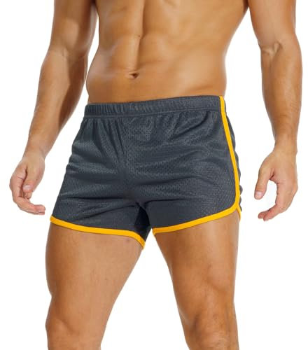 AIMPACT Sport Shorts Herren 3 Inch Turnhose Herren Kurz Mesh Atmungsaktiv Bodybuilding Shorts Fitness Training Sporthose (Grau-M)