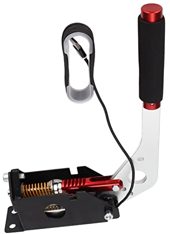 Kudoo USB Handbremse für PC Windows SIM Rennspiele, Verstellbare Höhe Simulation Leistung Handbremse mit Handgriff Lineare Handbremse Simulieren für G27 G25 G29 T500 T300 (nur Pc System)(rot)