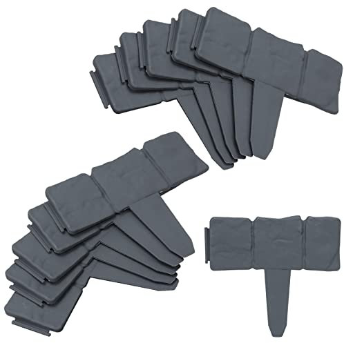 Fiqops Rasenkante Kunststoff 25M Anthrazit 100 Stücke Beeteinfassung Steinoptik Garden Border aus Polypropylen Mähkante Beetumrandung Palisade Garten dekorativ 1 Element BxHxT: 25x23x1 cm