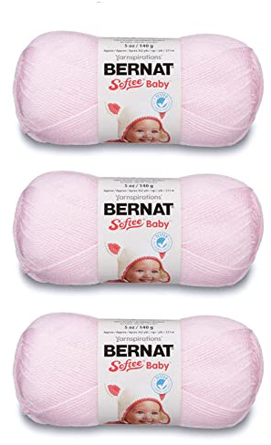 Bernat Softee Baby Pink Yarn - 3 Pack of 141g/5oz - Acrylic - 3 DK (Light) - 362 Yards - Knitting/Crochet