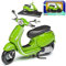 Vespa Sprint 150 ABS Grün 2017-2018 mit Sockel 1/18 Modell Motorrad mit individiuellem Wunschkennzeichen
