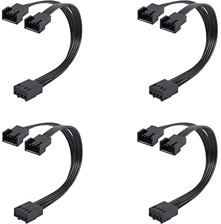 GINTOOYUN 4 PCS PWM Fan Splitter Cable - 5.1Inch, Motherboard 4 Pin 1 to 2 PWM Temperature Control for CPU Fan, Motherboard
