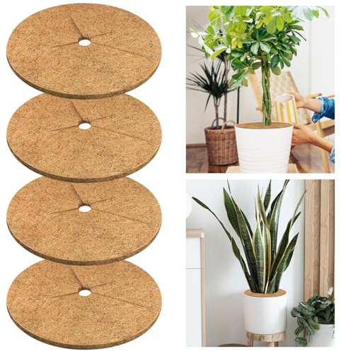 Legigo Kokosmatte Rund 45 cm, 4 Stück Kokosmatte Winterschutz für Pflanzen | 0,6‑0,8 cm Dicke Kokosscheibe, 100% Kokosfaser, Höhere Dichte für längere Nutzungsdauer