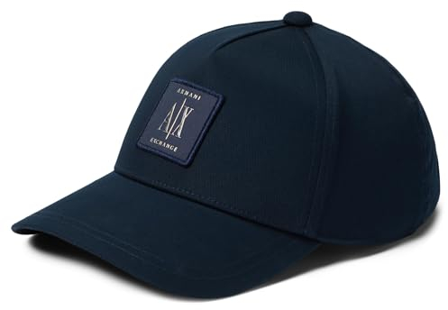 Armani Exchange Icon Project, Logo Tab Cappellino da Baseball, Blu Navy, Taglia Unica Uomo
