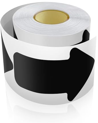 Meitaat 200 Stück Pfeil Aufkleber 7,6 x 15,2 cm Pfeile Bodenmarkierung Rolle Selbstklebend Boden Sticker Wetterfest Schwarz