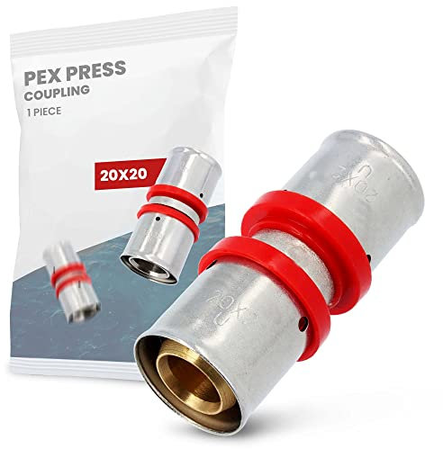 Kupplungsverbinder PEX-Pressfittings 20 x 20 Heizungsinstallationssystem-Koppler Messing Stahl EPDM O-Ringe Perfekte Dichtheit Heizungs-Sanitär-Trinkwasserinstallation