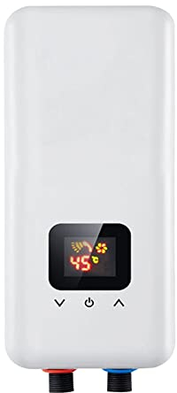 Mini calentador de agua instantáneo, calentador de agua eléctrico, mini calentador de agua, sin depósito, para baño y cocina, enchufe europeo 220 V 5500 W, sin enchufe (blanco 5500 W)