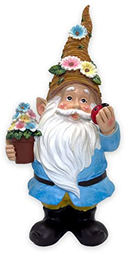MIJOMA Gartenzwerg Gartengnom GNOME Dwarf Garten Dekoration Gartendeko Wichtel Zwerg für den Garten Wohndekoration Deko für Terasse für Balkon (Blaue Jacke - 27cm)