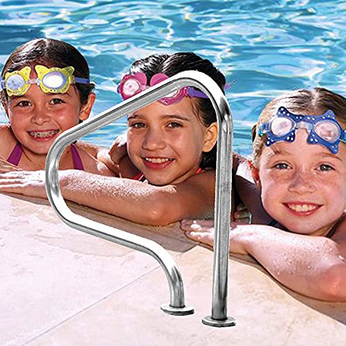 KLZUOPT Schwimmbecken-Sicherheitshandlauf Schwimmbecken-Handlauf, gebogenes SPA-Geländer, Silber 304 Edelstahl, einfach zu montieren für unterirdische Pooleingänge (Höhe: 80 cm/31,5 Zoll)