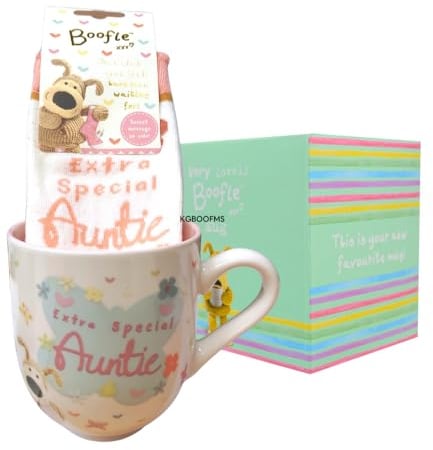 Boofle Special Auntie Mug & Socks Gift Set Cute Socks Mug in Gift Box BOOFMSAU