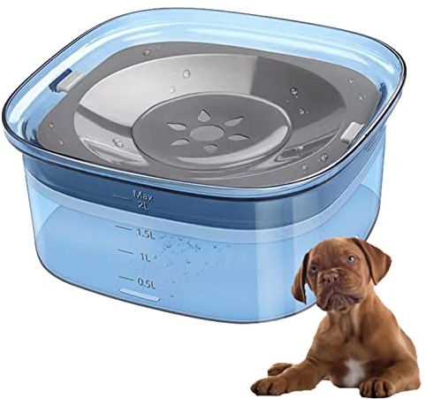 Bol d'eau Flottante pour Animal Domestique 2 L Fontaine À Eau Lente sans Déversement Abreuvoir Chien Anti Debordement Anti Eclaboussure Gamelle Eau Portable pour Chien Chat