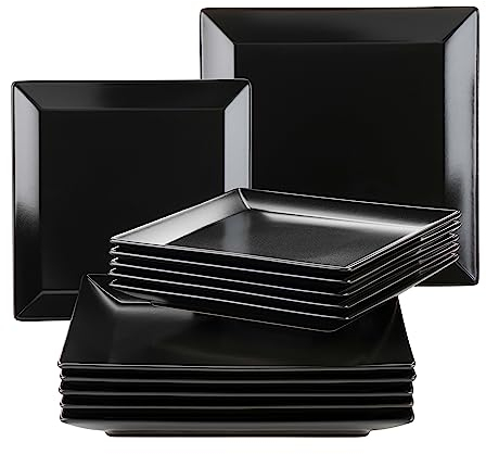 MÄSER Manhattan City - Vajilla de porcelana para 6 personas, color negro