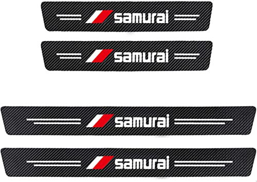 YUPACK 4 Stück Auto Einstiegsleisten Schutz für Suz-uki Samurai, Türschweller Schutz mit Logo, Auto Lackschutzfolie, Kohlefaser Aufkleber Styling Tuning Zubehör,Black