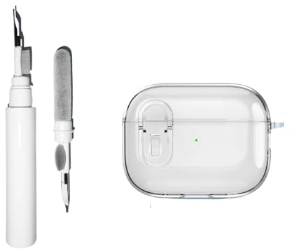 [3-in-1] Kompatibel mit AirPods 3. Generation, transparente Schutzhülle mit sicherem Verschlussclip, weiches TPU, stoßfeste Batterie Schutzhülle mit Reinigungsset