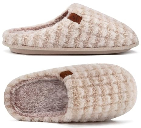 COFACE Chaussons Homme Pantoufles à Hiver Chaussures Chaudes pour Maison | En Mousse à Mémoire de Forme, Laine en Peluche Doublée avec Semelle en Caoutchouc Antidérapante Taille 40-49