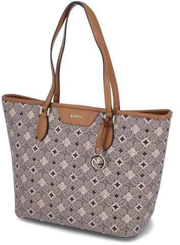 L.Credi Damen Schultertasche/Shopper KIANA Beige Kunstleder Vegan, 99-Ohne Größen:-, Color:beige-kombi