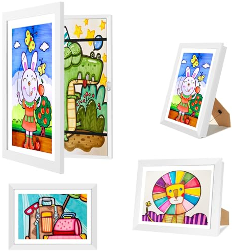 Lrxyfyw Bilderrahmen Kinderzeichnungen A4,Bilderrahmen Wechseln Kinderzeichnungen,Bilderrahmen Zum Aufklappen,Kinder Kunst Rahmen A4,Kinder Bilderrahmen,Kinder Kunstrahmen Frontöffnung