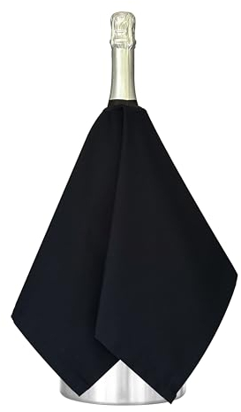 BOTTLECLOTHS - Catering Collection, Bottle Cloth for Ice Buckets, Polycotton, 54 cm, Center Hole, Stitched Circle (Black, Pack of 1)