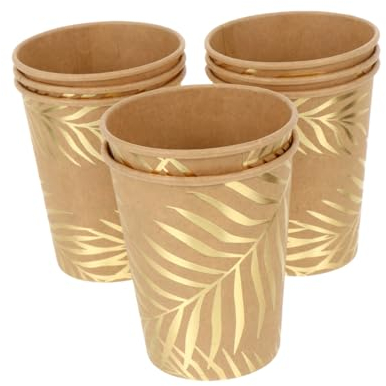 Didiseaon 8pièces Gobelets Papier à Motif De Palmier Vaisselle Jetable Pour Boissons Gobelets Carton Pour Eau Et Bière Lot Pratique Pour Fêtes Et Réceptions