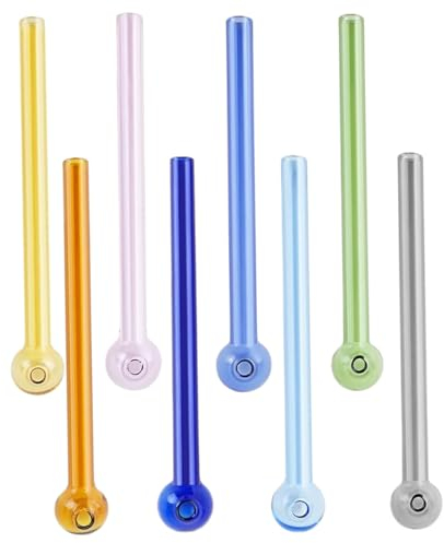 Generic Paille anti-rides 8 pièces pailles en verre 4 ''pailles en verre fantaisie pailles à lait incassables réutilisables au lave-vaisselle pour jus,café,cocktails,limonades