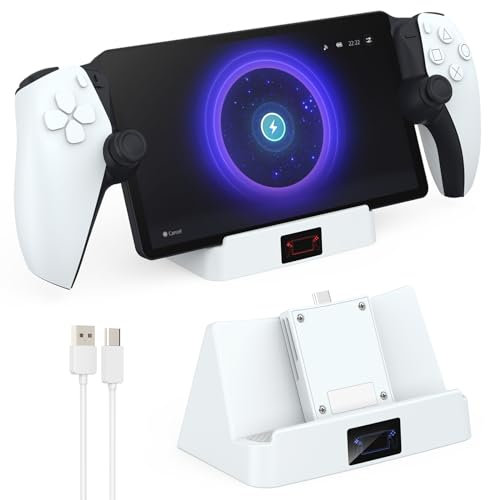 Benazcap Charging Stand for Portal Remote Player - PlayStation 5, Portable Wireless Charge Dock with Indicator Light and USB-C Cable for PlayStation Portal Accessories, White