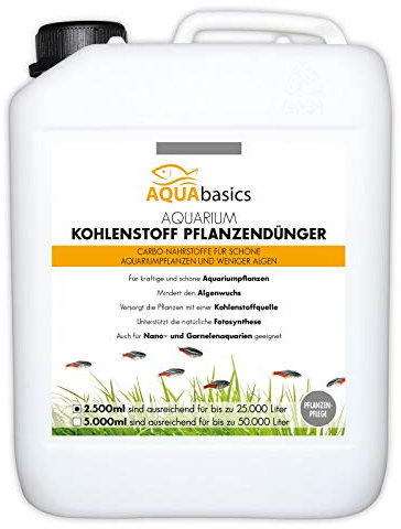 aquabasics Aquarium CO2 Kohlenstoff Pflanzendünger sorgt für einen sichtbaren Wachstumsschub Deiner Aquarium-Pflanzen - schöne Pflanzen und deutlich weniger Algen, Größe:2.5 Liter
