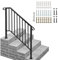 Outdoor Handrails for Stairs - Durable Wrought Iron Railings Handrails for Outdoor Steps, Black Hand Rails Stairs for Garden Exterior Staircases, Easy Install Safety Staircase Handrails (3 to 4 Steps)