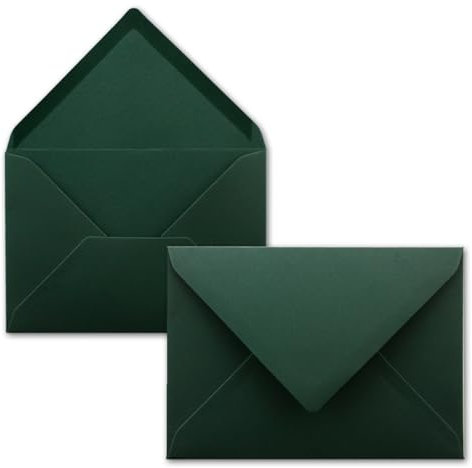 50x Briefumschläge B6-17,5 x 12,5 cm - Kieferngrün - Nassklebung mit spitzer Klappe - 120 g/m² - Für Hochzeit, Gruß-Karten, Einladungen