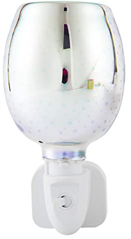 Paociuro Fragrance Warmer Plug-in Safe Aromatherapy Heater Glass Wax Melt Warmer with 3D Fire-Work Effect Night Light UK Plug