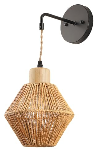 Cabilock Woven Pendant Light, Rattan Light Fixtures Farmhouse Rustic Ceiling Hanging Lamp Boho Ceiling Lights for Dining Room Kitchen Bedroom Entryway Decor