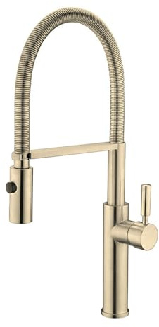 Miscelatore Lavello Cucina con Doccetta Estraibile Rubinetto Monocomando Molla Girevole 360°,Oro Spazzolato