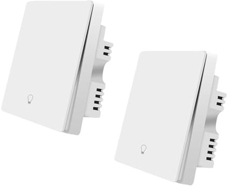 ZigBee Smart Light Switch 2Pack, Work with Alexa Google Home, Pushbutton Switch with Backlight, Neutral Wire Required, Zigbee Hub Required, 1 Gang