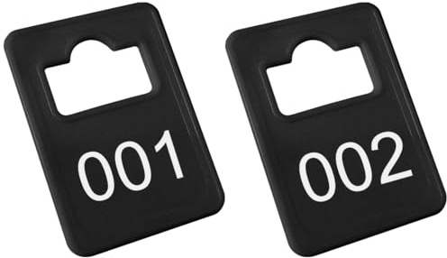 CombiCraft Kunststoff Garderobemarken 'Tiffany' in Schwarz - 100 Stück - Nummeriert von 1 bis 100 - Maße 36,3 x 50,5 mm - Garderobennummern für Hotels, Diskotheken, Theater oder ähnliches